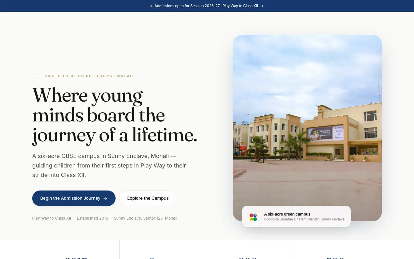 The TKB Global School home page: Where young minds board the journey of a lifetime