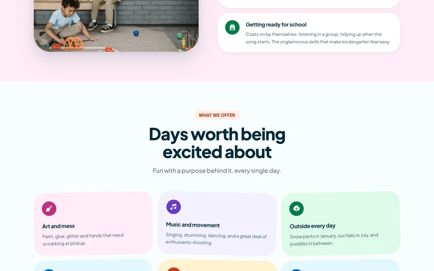 Days worth being excited about — art and mess, music and movement, outside every day